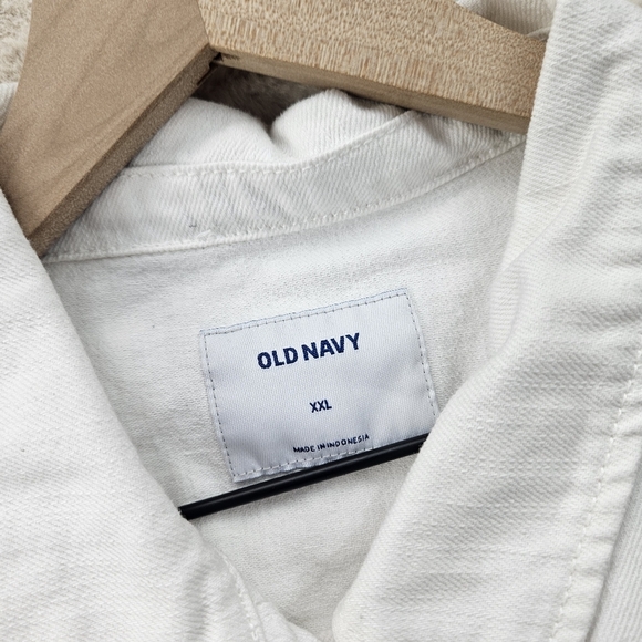 Old Navy White Button Down Long Sleeve Denim Jacket XXL - Picture 4 of 6